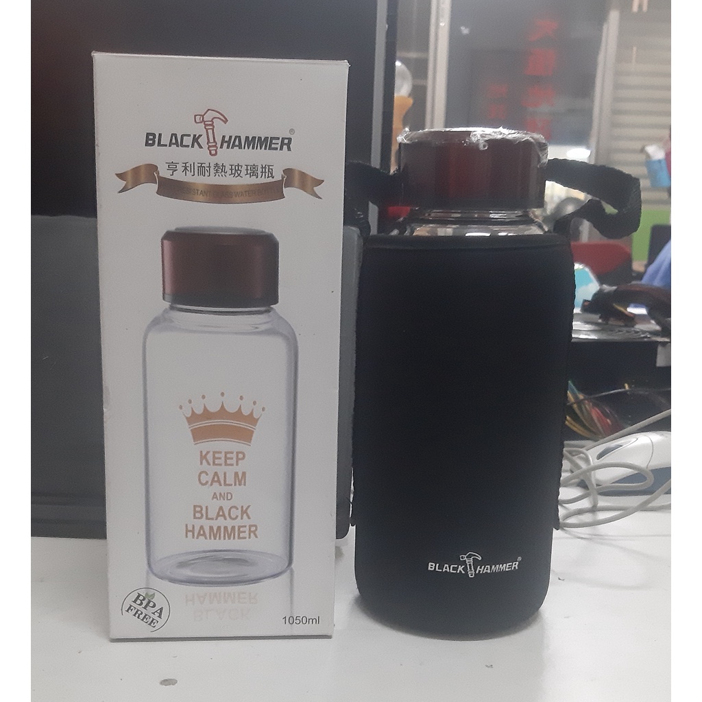 全新未使用 BLACK HAMMER 亨利耐熱玻璃瓶 亨利耐熱玻璃水瓶 1050ml