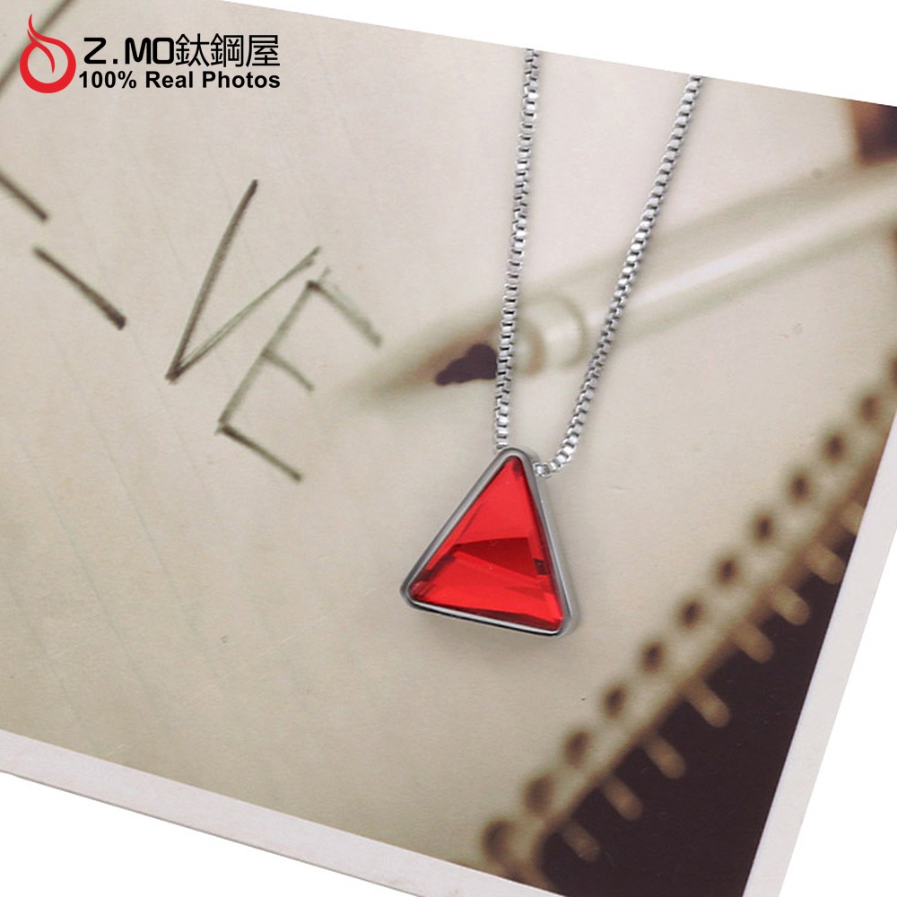 Z.MO鈦鋼屋-紅色寶石三角元素/威尼斯鍊條/歐美個性長項鍊/單條價【ASS024】