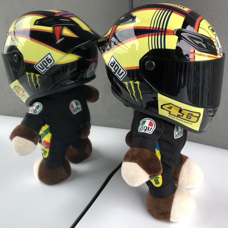 摩托車頭盔公仔shoei拉力熊招財貓毒液機車尾箱裝飾玩偶禮物擺件 蝦皮購物