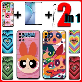 2 合 1 適用於 Infinix Note 8 手機殼帶鋼化玻璃陶瓷螢幕保護膜飛天小女警