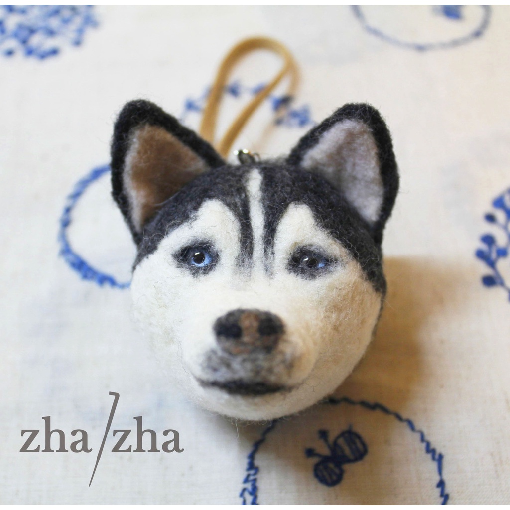 ⟪zha-zha扎扎⟫客製羊毛氈∙毛針氈娃娃-寵物大頭-無植毛\擺飾\狗\客製寵物Ｑ版哈士奇-雪橇犬