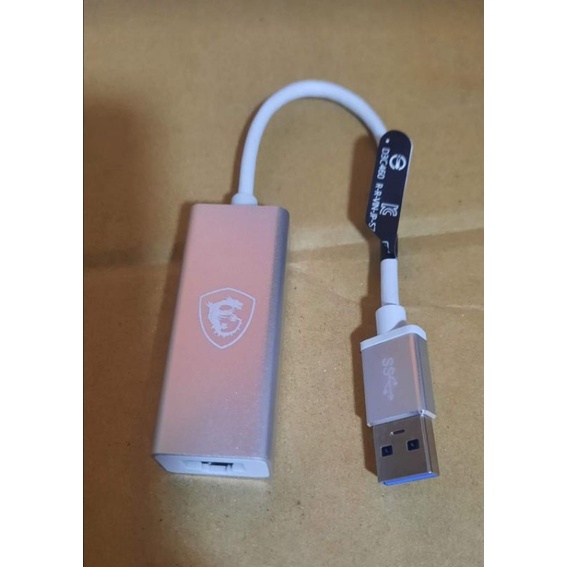 微星USB3.1 to RJ45 Adapter USB網卡 有線網路卡 鋁合金外殼(銀） 10/100/1000M