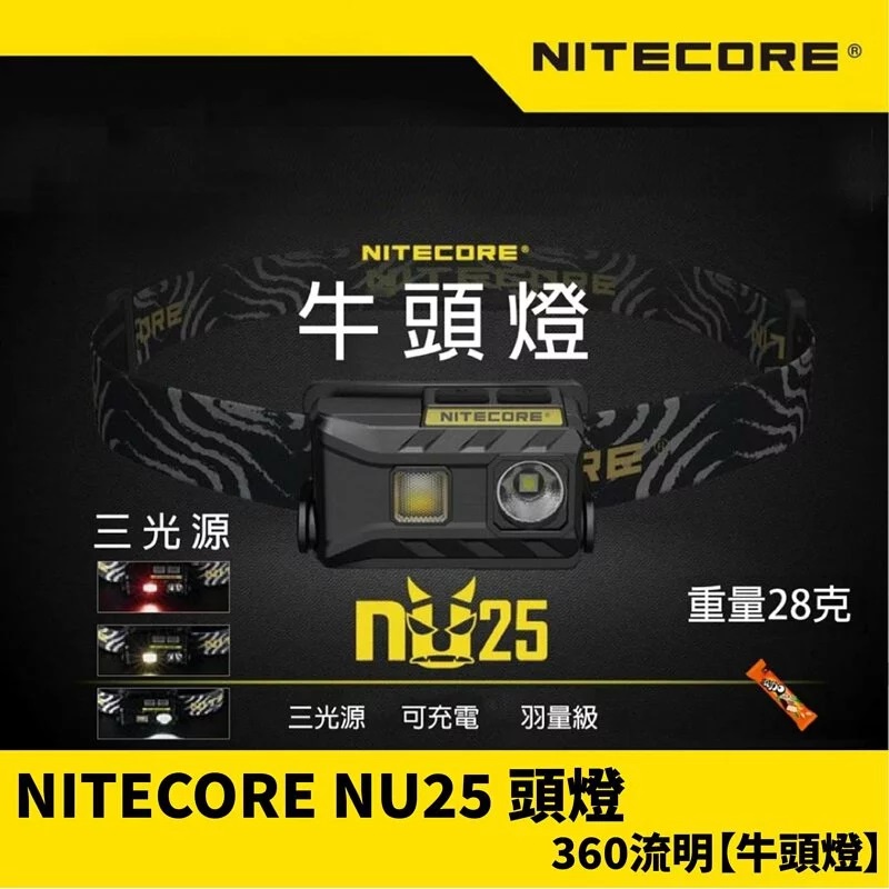 【獵漁人】NITECORE NU25 輕量戶外頭燈 360流明 海釣 馬拉松 露營