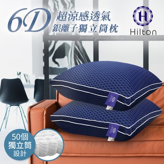 【Hilton希爾頓】 6D酷涼透氣銀離子抑菌獨立筒枕/星際藍(B0109-B)