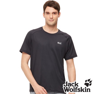 【Jack wolfskin 飛狼】男 涼感圓領短袖排汗衣 素T恤『黑』