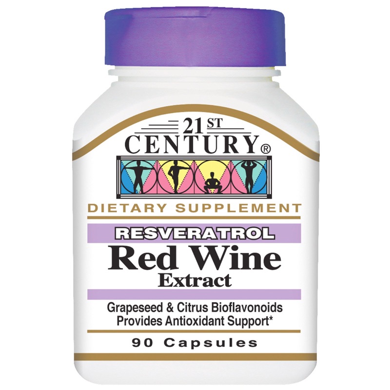 美國代購🇺🇸 21 Century 白藜蘆醇 Resveratrol 紅酒萃取物90顆/罐 200mg 另有 醇養妍