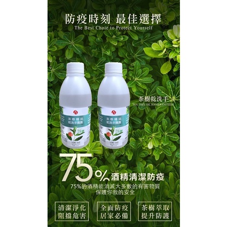 500ML 茶樹精油 乾洗手 隨身噴瓶 乾洗手 含75%酒精 (防疫專用)