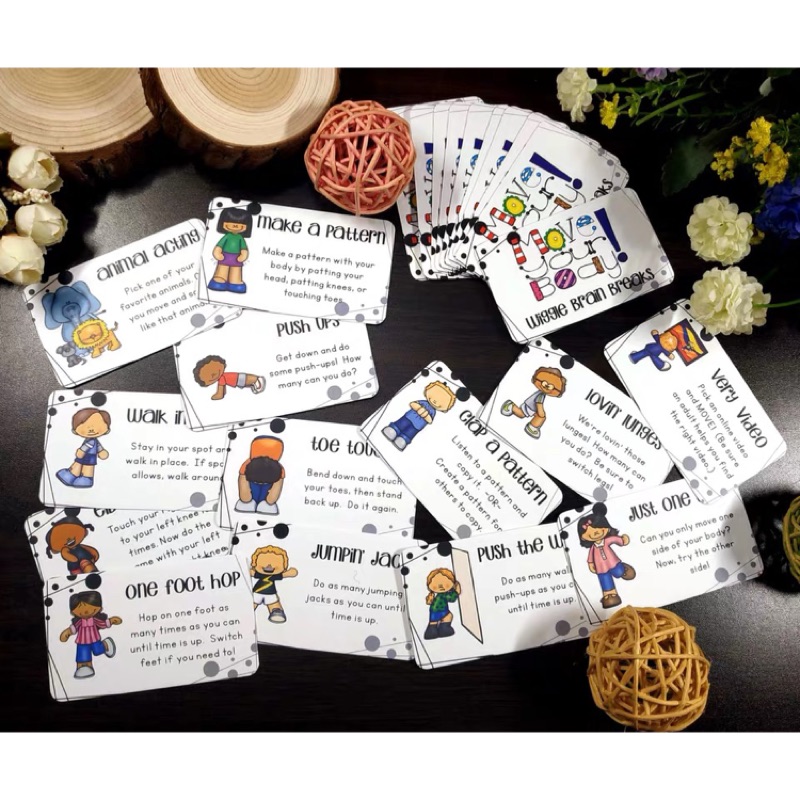 自制兒童學習兒童桌遊大腦休息卡英語詞3 歲 蝦皮購物