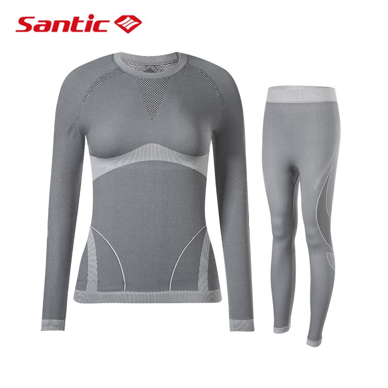 Santic 女式長袖騎行服褲保暖透氣運動基礎層自行車自行車套裝