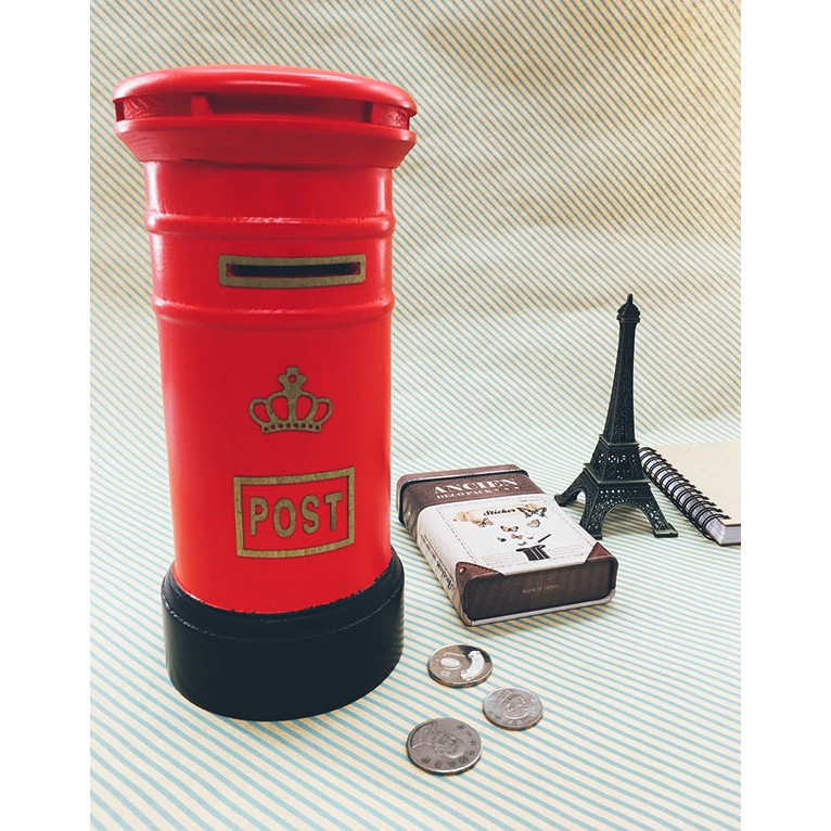 達課 DK-1911 木製郵筒存錢筒 紅色郵筒 造型存錢筒 撲滿 懷舊餐廳 復古郵筒存錢罐 存錢筒 擺件擺飾 居家裝飾