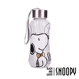 《現貨》正版 Snoopy 史努比金領結玻璃隨手瓶280ml 杯子 可愛 多用途 出國旅行野餐 辦公室上學必備