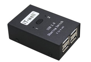 SAFEHOME 手動 2對4 USB切換器，可延長至 10公尺，輕鬆分享印表機/隨身碟等 USB裝置 SDU204