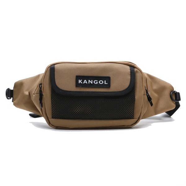 KANGOL 英國袋鼠 腰包 大容量 多夾層 休閒 日常 卡其 6055300230 Sneakers542