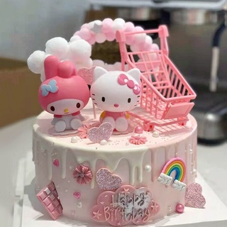 Hello Kitty 主題生日派對蛋糕禮帽裝飾婚禮流行卡通彩虹愛星星嬰兒洗澡兒童玩具