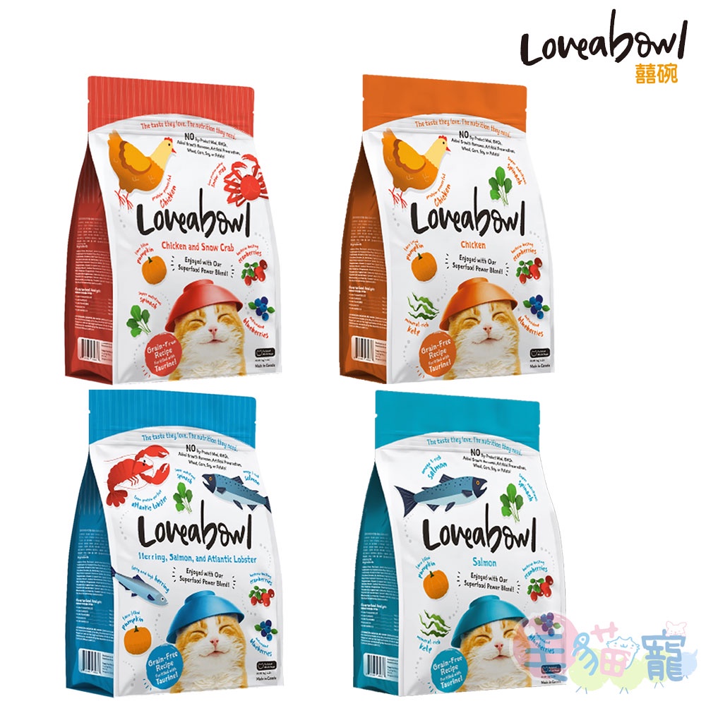 【Loveabowl囍碗】領卷現折 無穀天然 貓飼料 1kg 雞肉/雞+雪蟹/鮭魚/鯡+鮭+龍蝦 毛貓寵