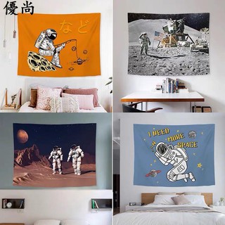 【優尚】🌈優質品質 簡約ins掛布 卡通宇航員 太空背景布 掛布 掛毯 背景布 裝飾墻布掛布 宿舍床頭裝飾 臥室房間
