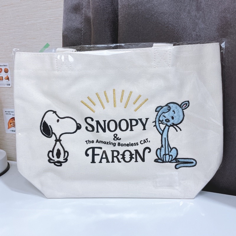 (全新現貨)SNOOPY史努比與貓朋友法羅恩(Faron)小提袋 帆布包