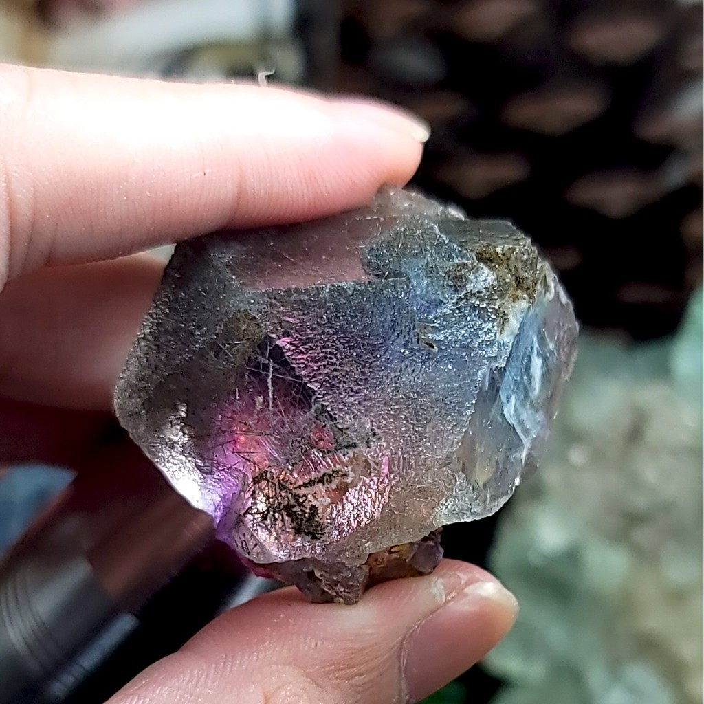 內蒙螢石 Fluorite 內包脆硫銻鉛礦多彩幻影螢石