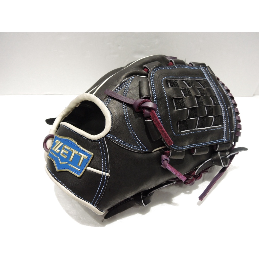 日本品牌 ZETT 硬式 棒球手套 壘球手套 內野編織檔 投手.內野手套 黑/紫(BPGT-33211)附贈手套袋