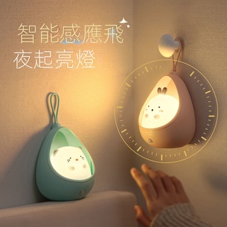 ins學生可愛小夜燈感應燈夜用usb可充電嬰兒餵奶護眼臥室床頭照明