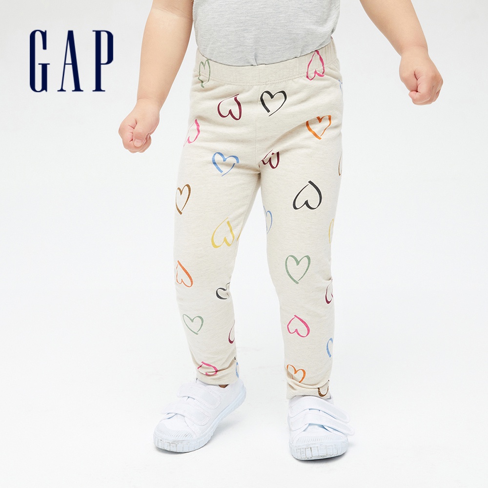 Gap 女幼童裝 印花鬆緊針織鬆緊棉褲 布萊納系列-米色(704729)