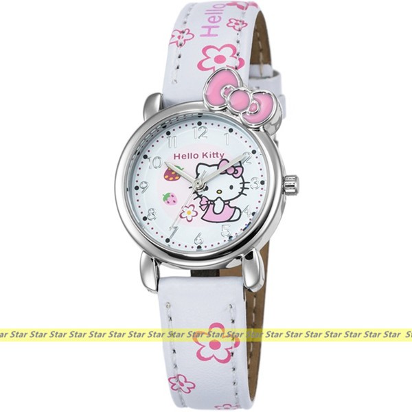 ＊星光鐘錶＊ Hello Kitty手錶 三麗鷗正版授權【凱蒂貓俏皮寶貝蝴蝶結手錶】(白色) KT008