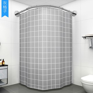 臺灣現貨北歐風簡約小灰格加厚滌綸布浴簾 浴室防水浴簾隔間 窗簾 隔斷簾 附環扣 免打孔【SV9823】BO雜貨