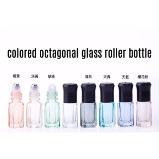 colored octagonal glass roller bottle 3ml彩色八角玻璃滾珠瓶 HALLE