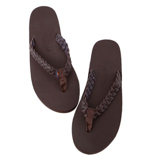 【25.5-26.5cm】 Rainbow Sandals美國全真皮夾腳編織休閒拖鞋-深咖啡色
