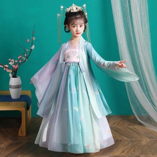 ◍兒童推薦◍漢服女童秋冬裝仙氣古風女童秋裝漢服古裝古風裙子兒童超仙連衣裙學生衣服女連衣裙秋季女表演獨特新款◍推薦◍021