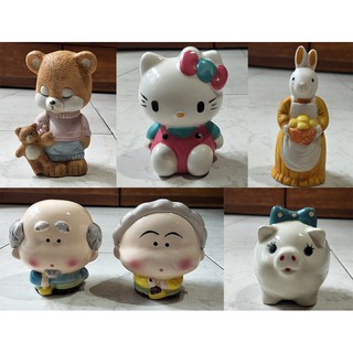【清倉】老爺爺老奶奶 小熊 兔子 小豬 Hello Kitty 凱蒂貓 存錢筒 或 玻璃公仔