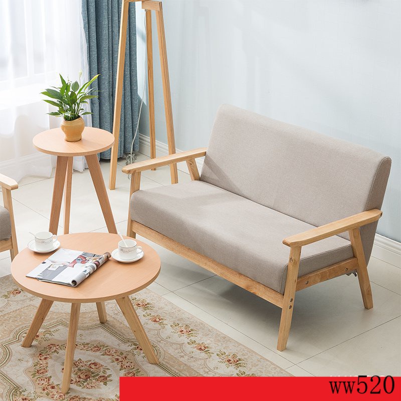 [工廠 免運】小戶型木沙發北歐簡約現代出租屋用布藝單人雙人椅日式簡易網紅款