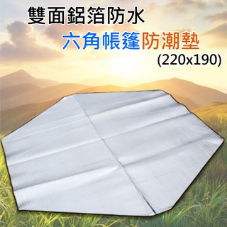 【臺灣現貨】雙面鋁箔六角帳篷防潮墊（220x190cm、送收納袋）🌈雙面鋁膜 戶外墊 野餐墊 睡墊 爬爬墊 地席