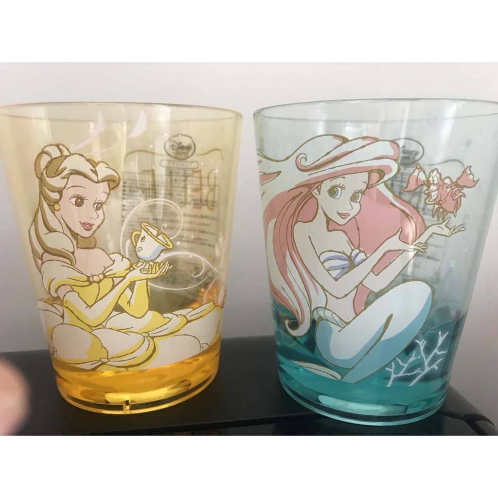 ✽DDJP小舖✽ 日本  東京迪士尼 透明水杯 美女與野獸 貝爾 小美人魚 愛莉兒 造型壓克力杯 壓克力水杯 現貨