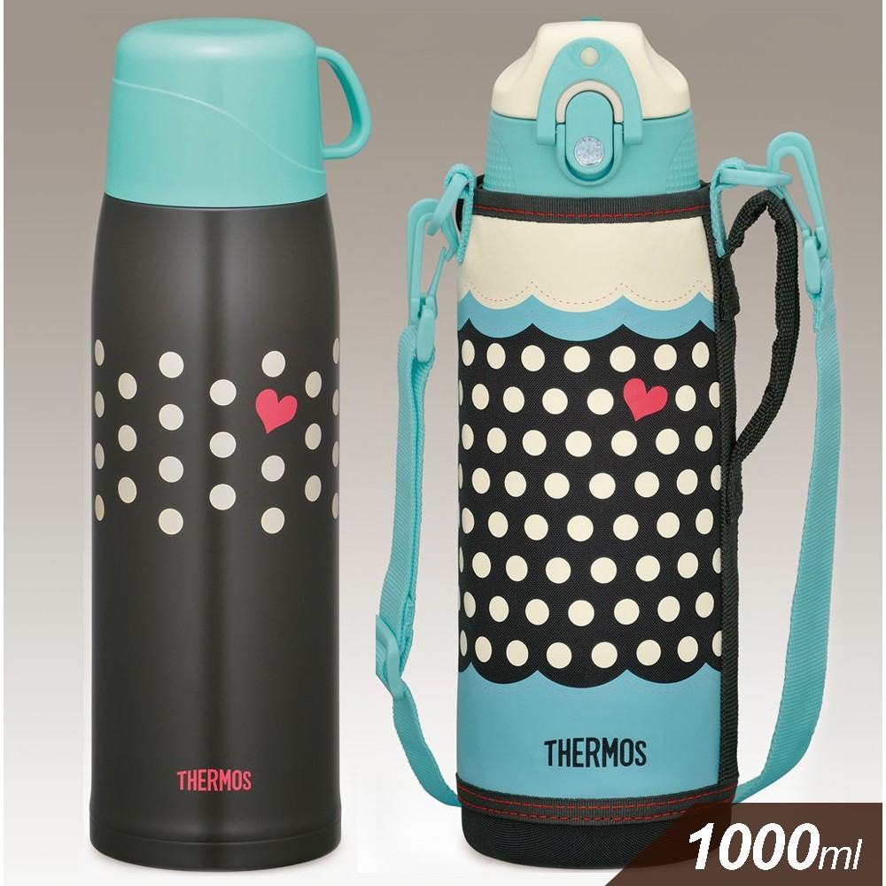 Thermos膳魔師冷熱兩用保溫瓶 大容量1l 黑底水玉藍 Ffr 1004wf D Bl 蝦皮購物