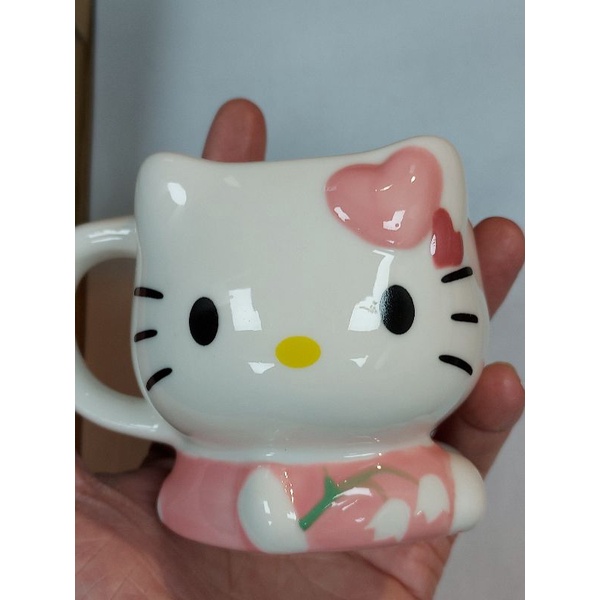 全新 無盒 久放 北海道銀之鐘Hello kitty造型咖啡杯