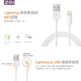 😎佬司機😎 ZMI AL813C 蘋果 Lightning 充電傳輸線 快充 原廠充電線