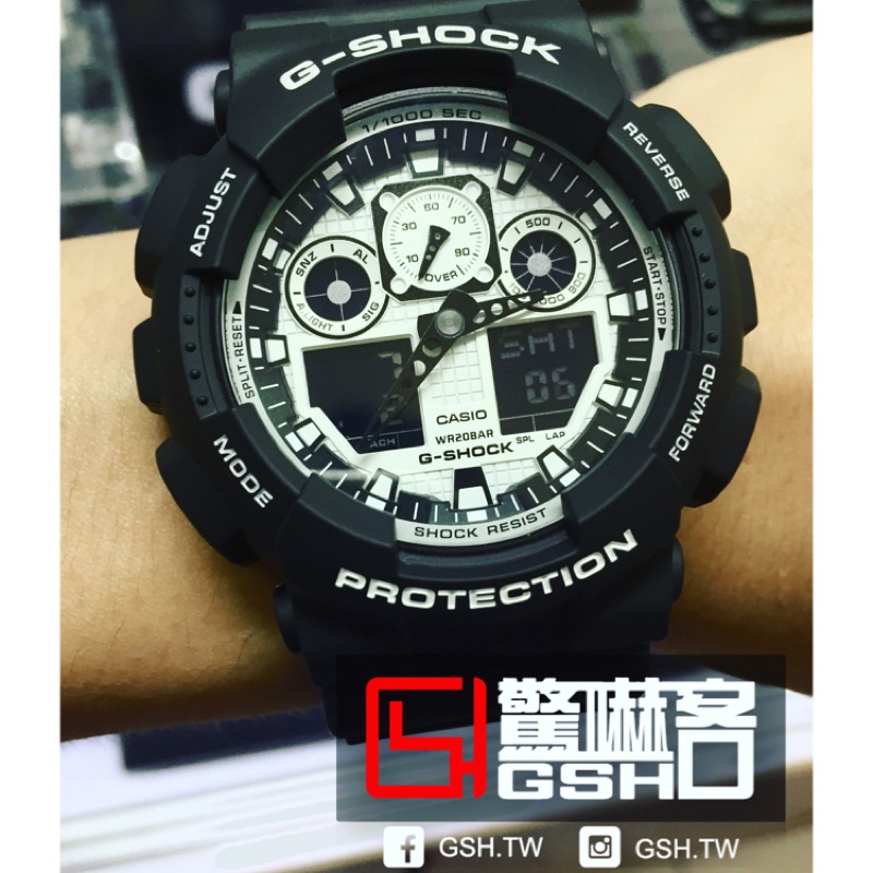 【驚嚇客】G-SHOCK GA-100BW 消光黑 白 熊貓 穿搭