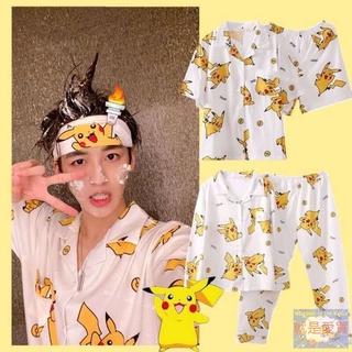 24hr出貨-現貨睡衣男女皮卡丘款春秋夏季新款日系預購長袖短袖情侶家居服女學生ins可外穿 睡衣