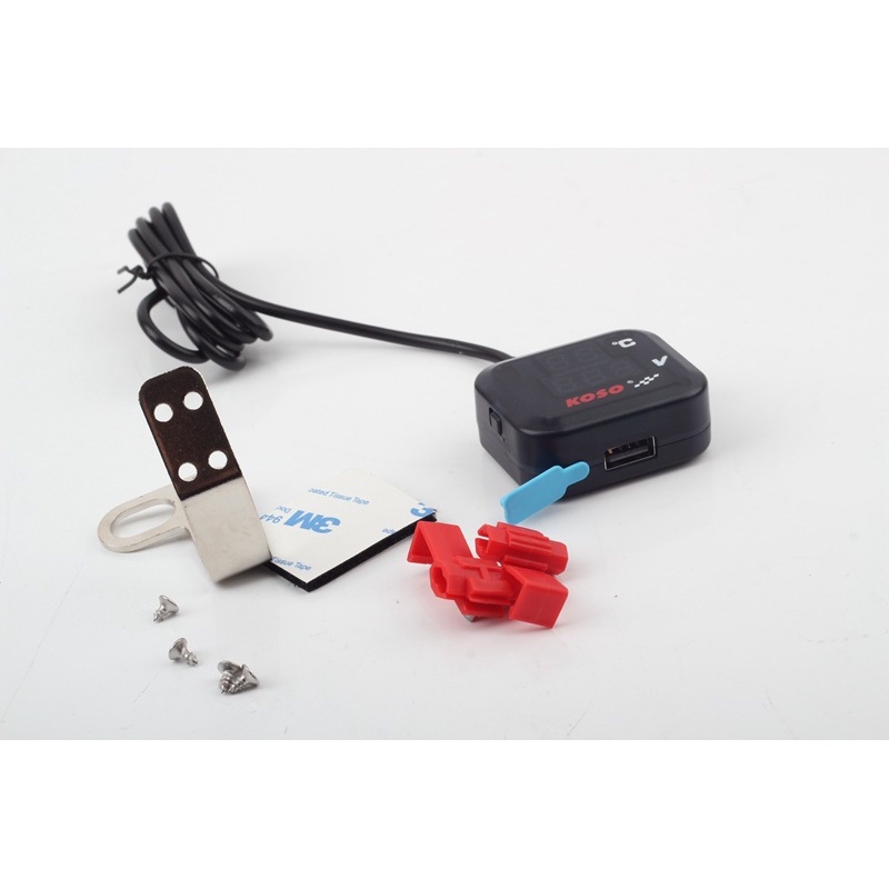 CDMOTO 機車配件KOSO電壓表溫度表USB三合一電動車手機充電器12V改裝