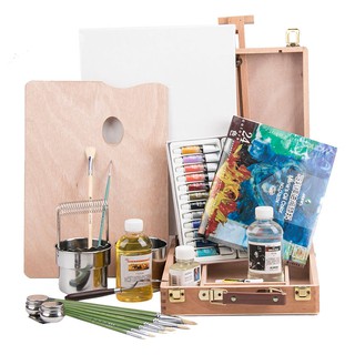 【全館免運】馬利油畫套裝24色顏料專用材料箱溫莎牛頓初學者入門24件工具用品