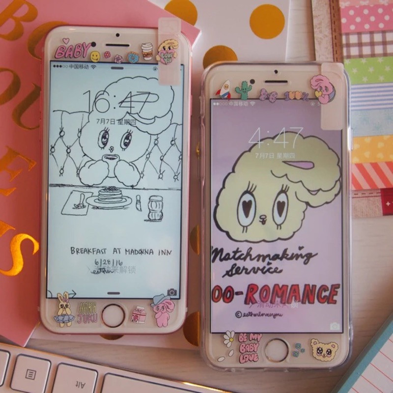 贈桌布 日系wego兔子iphone 鋼化玻璃膜軟妹必備少女心奶油兔esther Kim 預購 蝦皮購物