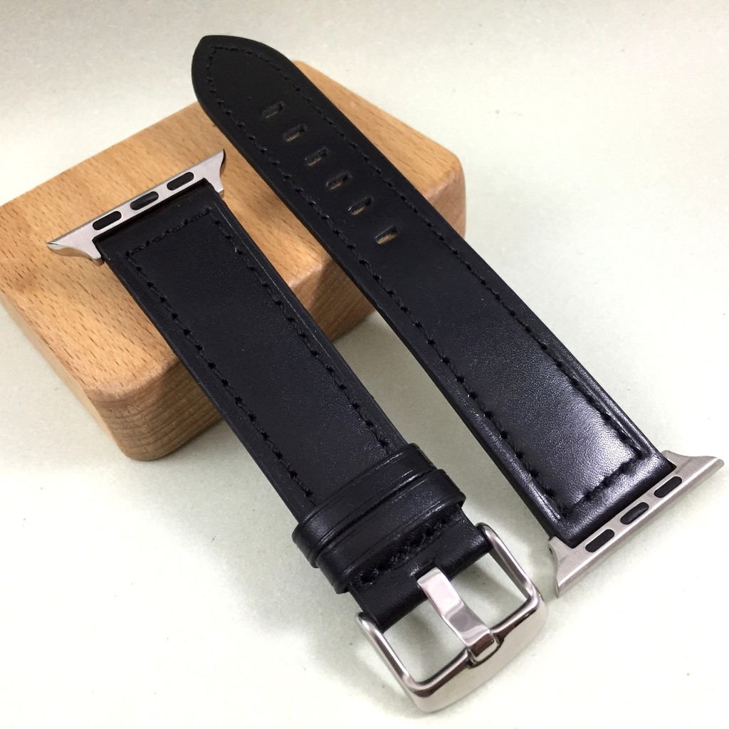 Apple Watch 3 4 代用 牛皮 真皮 錶帶 素面 黑色 38 40 42 44