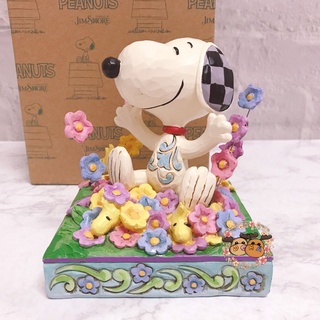 🗽Dona美國代購🗽現貨不必等 Enesco Snoopy史努比與糊塗塔克花叢嬉戲 塑像公仔擺飾 情人節禮物生日交換禮物
