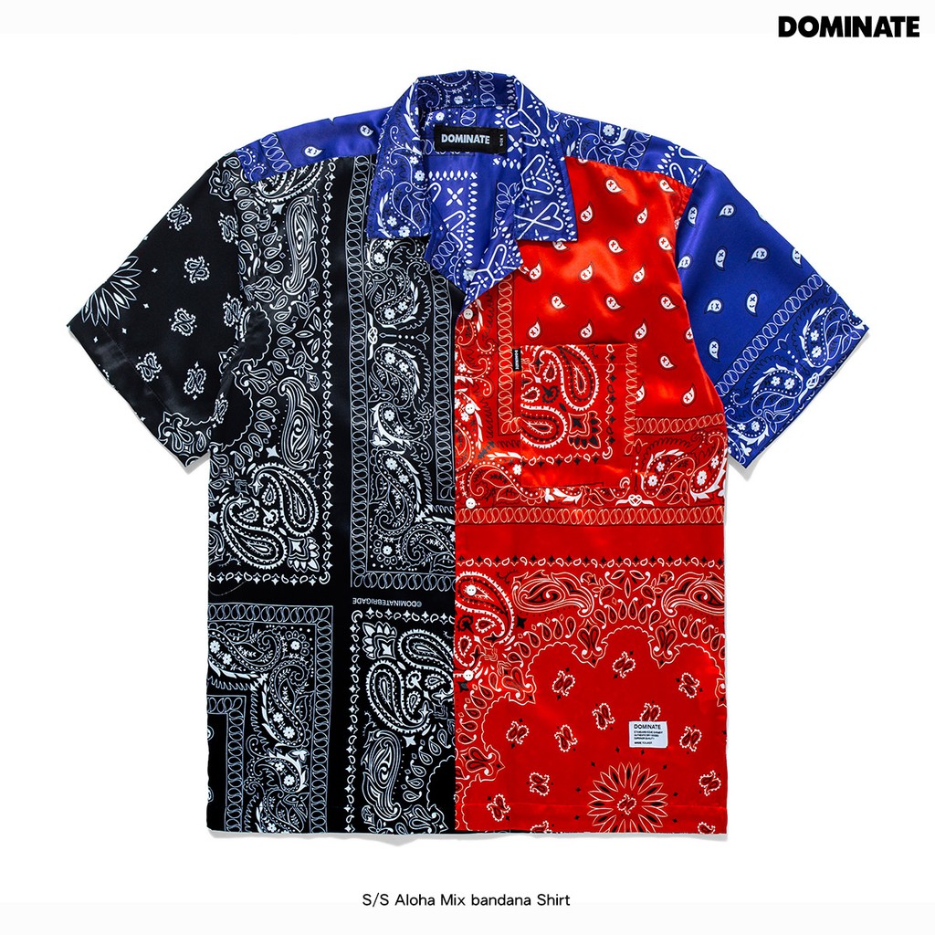 LESSTAIWAN ▼ DOMINATE S/S Aloha Mix bandana Shirt 變形蟲 拼接 短襯衫