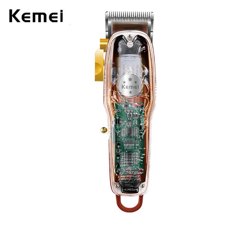 Kemei科美充電式髮廊油頭理髮器電推剪漸變剃頭推子全透明機身KM-2706