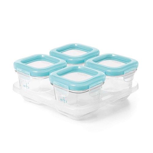美國OXO tot 好滋味玻璃儲存盒(120mlx4入)-水漾藍[免運費]