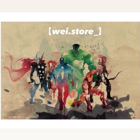 【wei.store_】 漫威 漫威水彩畫 復仇者聯盟 超級英雄 復古海報 牛皮紙海報 店面裝飾 壁貼