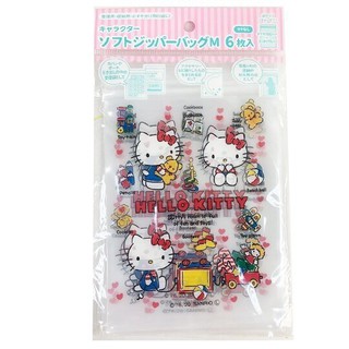 日本 三麗鷗 Hello Kitty 夾鏈 收納袋 -M- 6入/包
