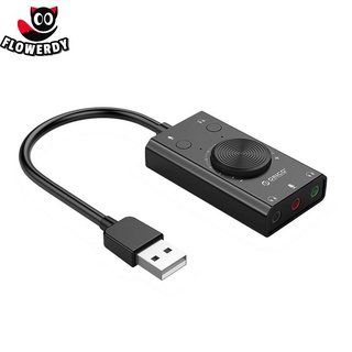 SC2 外置 USB 聲卡立體聲麥克風揚聲器 3.5mm 耳機音頻插孔電纜適配器開關音量調節免驅